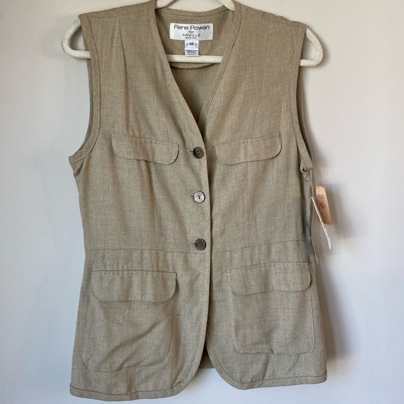 Rena Rowan Saville Petite Jute Key Largo Safari Beige Vest Size 10P - Picture 3 of 17
